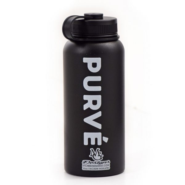 40 ounce black Purvé Donut Stop hydroflask with white lettering