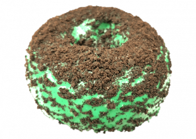 Green mint glazed donut topped with crushed Oreo from Purvé Donut Stop Hawaii