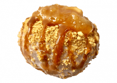 Cinnamon and sugar donut topped with apple and caramel from Purvé Donut Stop Hawaii