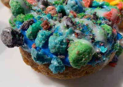 close up of the Smurf Balls donut from Purvé Donut Stop Hawaii